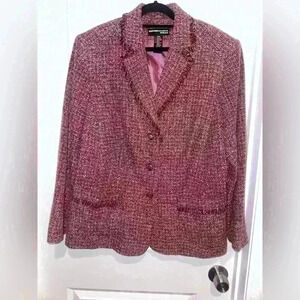 Norton McNaughton Petites women blazer jacket Collared Pink Mauve Tweed Size 18W